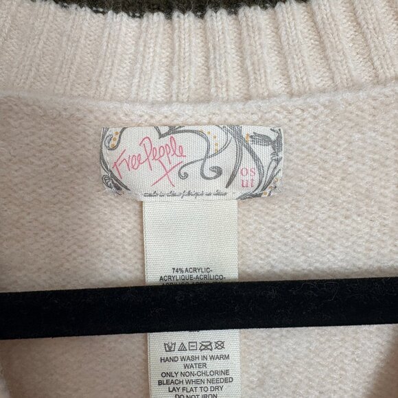 Free People - All Star Stripe Poncho - OS - White/Olive - Picture 3 of 7